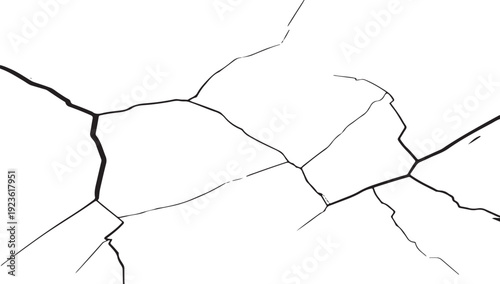 Black cracks on a white background abstract pattern