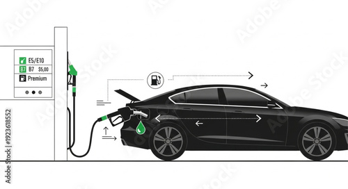 Electric Car Charging Station Illustration.