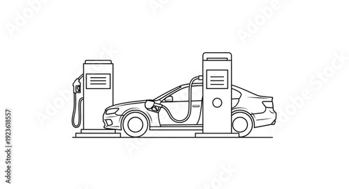 Electric Car Charging Station Illustration.