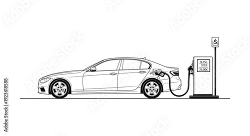 Electric Car Charging Station Illustration.