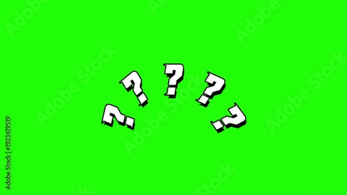 Comic question mark icons isolated on transparent background for video editing and faq confusion