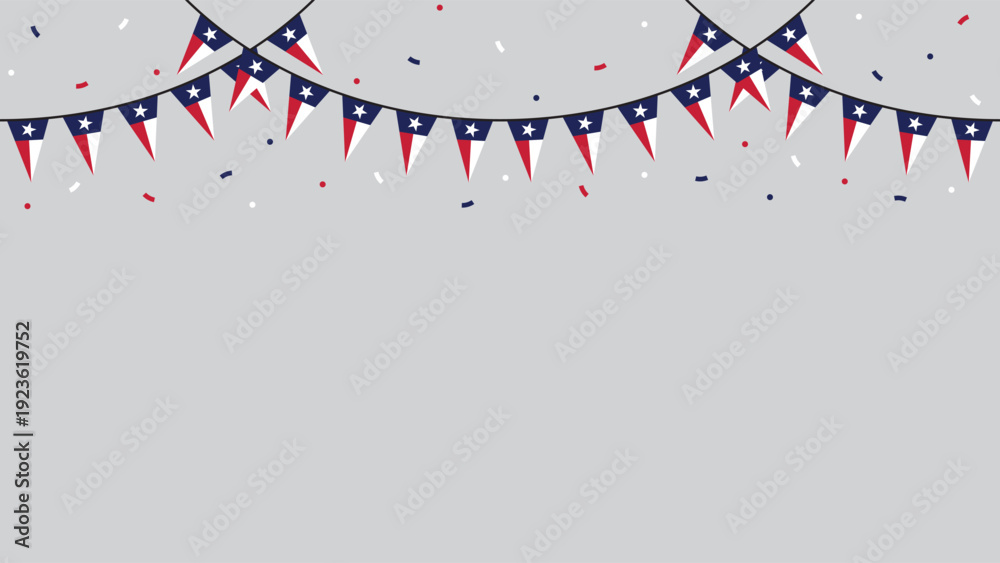 Obraz premium Seamless Texas Flag Party Bunting Border Background – Flat Design Illustration