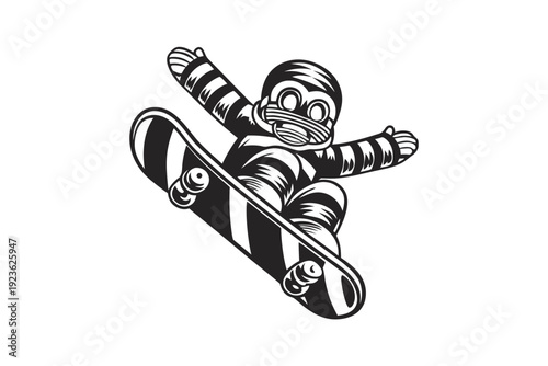 Silhouette person snowboarder rides through pine trees showing winter sports spirit and snow mountain adventure