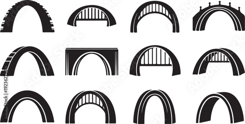 Various Architectural Arches and Gateways in Black and White
