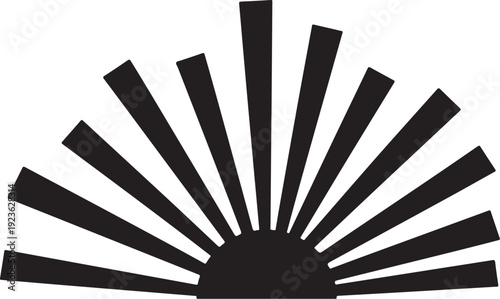 Black Sunburst Design on White Background Graphic Element Icon