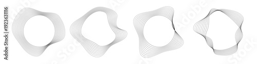 Set of round curved sound waves with dynamic wavy stripes