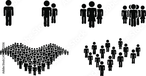 Capacity limit and social distancing sign set featuring "MAX 3" person occupancy icons in black blue and yellow for public safety guidelines.