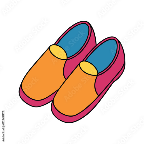 Realistic colorful simple flat style vector Clipart of a pair of shoes white background