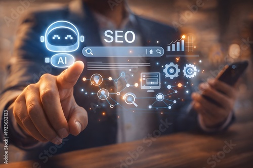 Artificial Intelligence powered SEO optimization and data-driven digital marketing strategy for online business growth