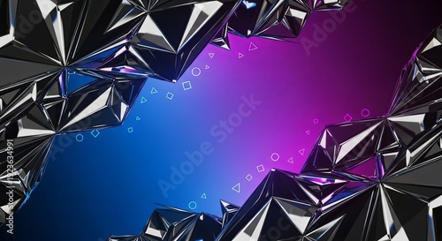 Abstract Geometric Design: A captivating display of abstract shapes and sharp angles against a vibrant gradient background