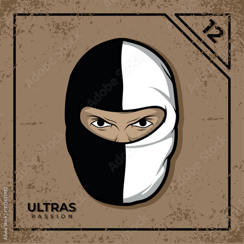 vector illustration of an ultras football in a balaclava vector design