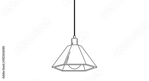 A simple wireframe illustration of a pendant light fixture hanging from a cord, displayed against a clean background from a straightforward viewpoint