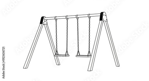 Simple playground swing set illustration with two swings from a front view
