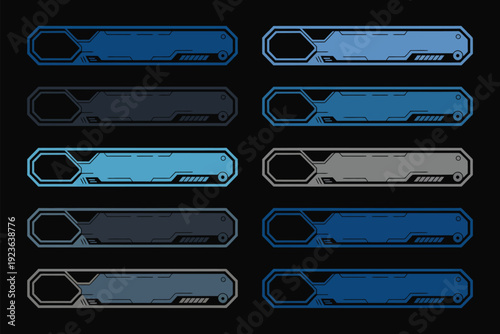 Blue Sci Fi HUD Border Frames for Futuristic User Interface Design, High Tech Digital Screen Elements, Modern Technology Overlay Panels and Cyber Interface Vector Set