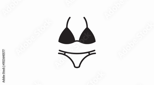 Minimalist Bikini Vector Icon – Simple Swimwear Illustration