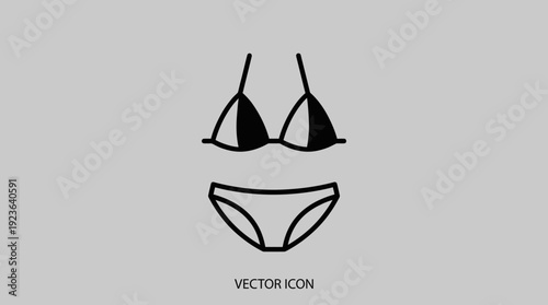 Minimalist Bikini Vector Icon – Simple Swimwear Illustration
