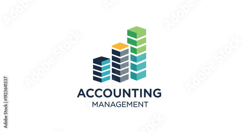 Accounting Management Logo with Stacked Cubes.