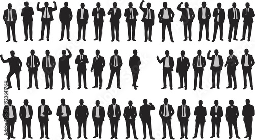 Businessmen, silhouettes, collection, professionals, corporate, office, leadership, 