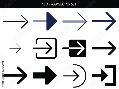 12 different arrow vector set for design and presentation use 2023 Vector, illustration