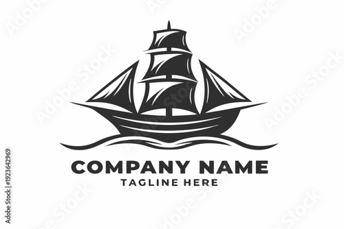 Vintage ship sails across gentle ocean waves, evoking classic maritime adventure and navigation