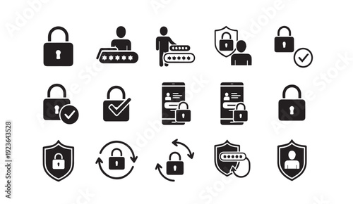 Secure login and protection icons for safe online access