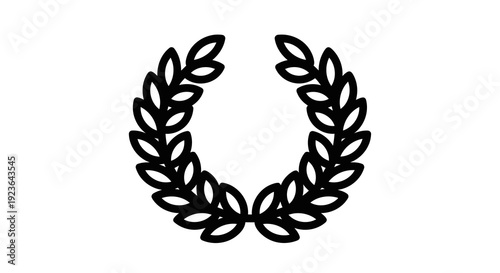 A simple black laurel wreath on a white background symbolizing honor