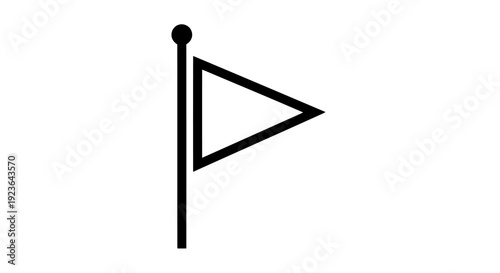 A simple black pennant flag on a white background with a triangular shape.
