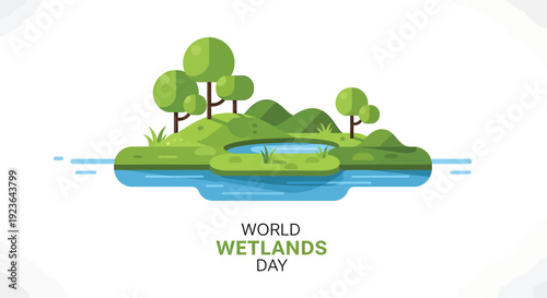 Wetland Lake Landscape Illustration Design