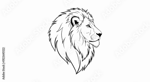 Majestic lion head silhouette, profile view, with detailed mane