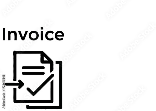 Icon representing an invoice with a checkmark and incoming arrow