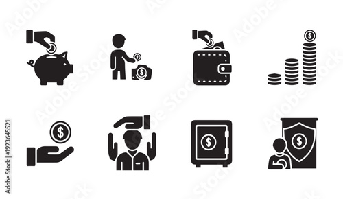 Financial icons for business and investment concepts