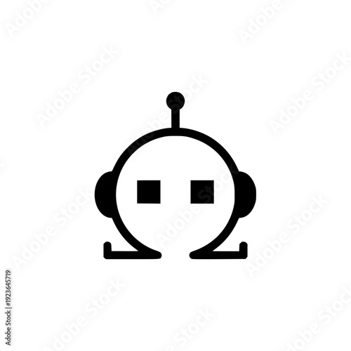 Minimalist artificial intelligence chatbot or robot head logo.