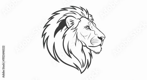Majestic lion head illustration with a detailed mane and fierce expression