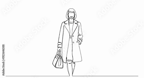 Fashionable woman in coat and boots holding a handbag