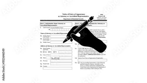fill out Form G-28, black isolated silhouette