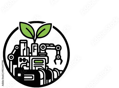Industrial automation nurturing green plant growth
