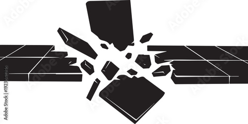 Black tiles breaking and falling apart on floor