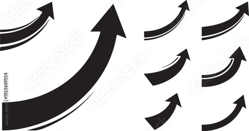 Black Arrows Pointing Upward on White Background Illustration