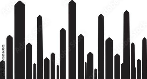 Black skyscrapers cityscape silhouette on white background graphic design