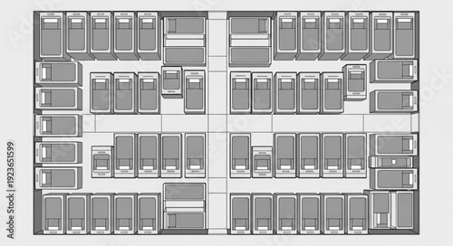 Detailed architectural blueprint showcasing numerous rooms and interior layouts for design purposes.