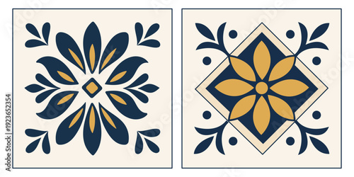 Blue ceramic tile patterns showcase Portuguese Mediterranean mosaic designs with ornamental Mexican and Italian florals, perfect for decorative backgrounds and traditional floors.