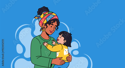 Mother holding her baby in a loving embrace.