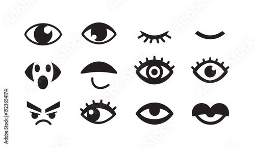 Collection of diverse emotive eye and face icons