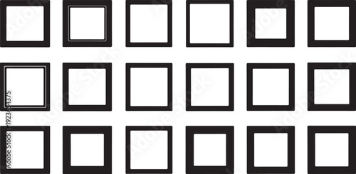 Collage of empty black and white photo frames background