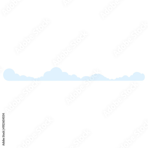 Light blue horizontal layered cloud perfect for calm sky backgrounds, peaceful weather graphics, serene atmospheric designs, and clean flat illustration style.