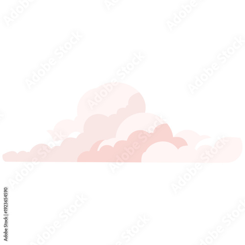Pink layered fluffy cloud ideal for romantic sky designs, sunset weather graphics, dreamy backgrounds, and soft decorative elements with vibrant flat illustration style.