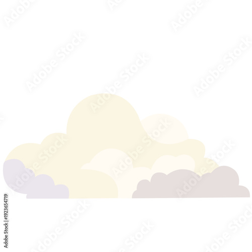 Pale beige layered cloud perfect for minimal sky designs, subtle weather graphics, soft backgrounds, gentle atmospheric elements, and delicate contemporary flat illustration with warm tones.