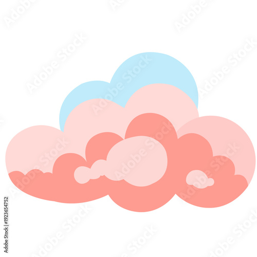 Pink and blue layered fluffy cloud perfect for colorful sky designs, cheerful weather graphics, dreamy backgrounds, and playful decorative elements with vibrant flat style.