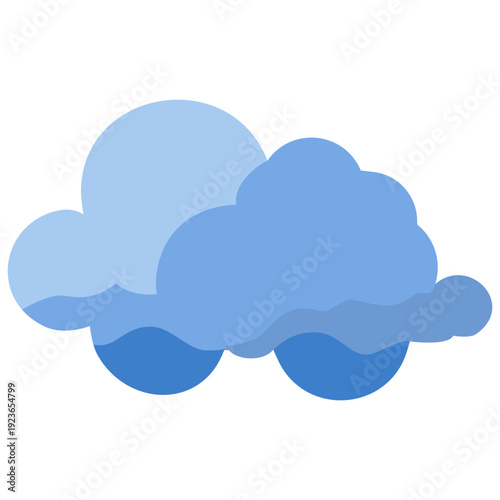 Blue layered cloud with varying shades ideal for weather graphics, sky backgrounds, atmospheric designs, and peaceful decorative elements with clean flat illustration style.