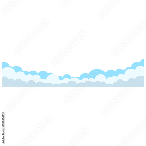 Blue and white layered horizontal cloud ideal for sky horizons, calm weather graphics, atmospheric backgrounds, and peaceful decorative elements with clean flat illustration style.